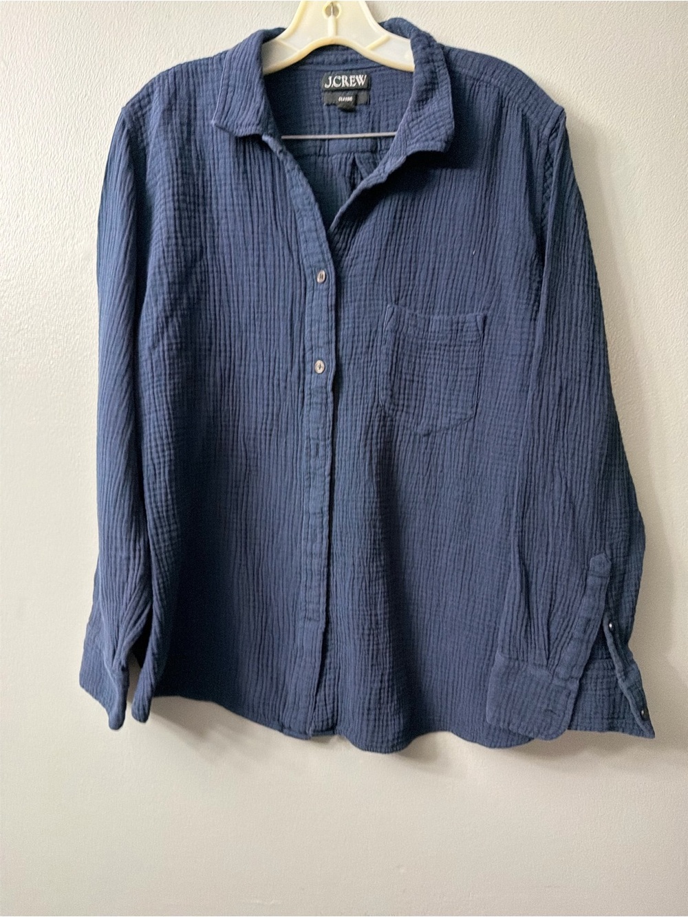 J. Crew Navy women’s blue gauze down shirt 20